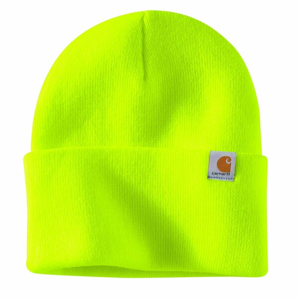 Carhartt Men's AH4597 M Knt Cffd Beanie OS Hats Unassigned Brite Lime AH4597-M / 104597-BLMOS